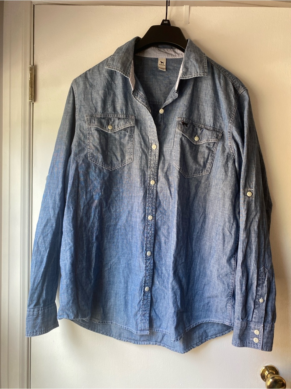 The Black Dog Womens  Light Blue Denim Button-Down Shirt